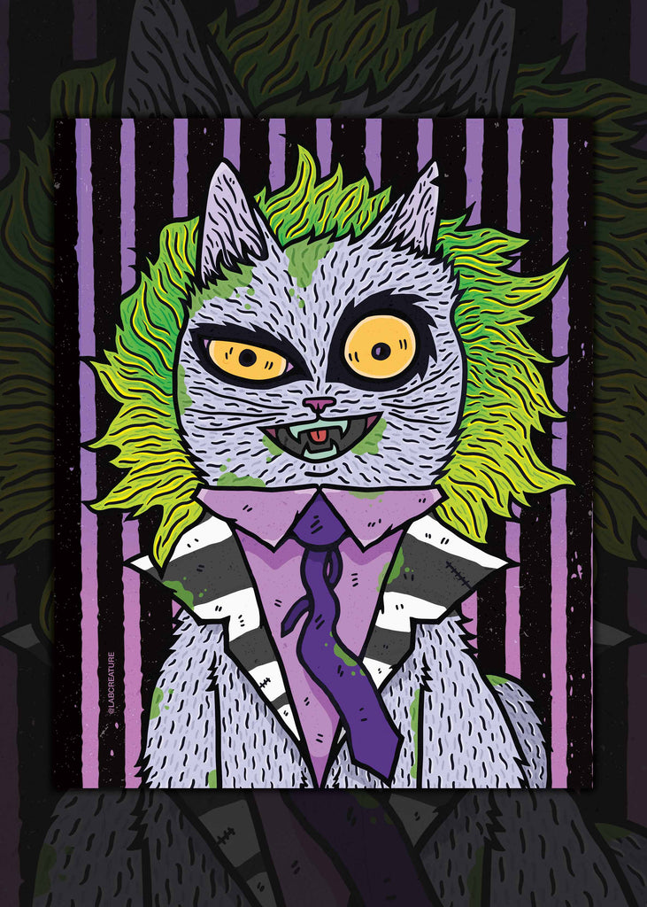 Beetlejuice Cat Art Print 8x10 Labcreature